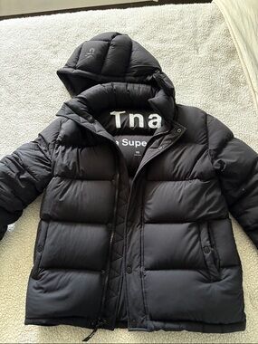 TNA Black Puffer Jacket with Hood